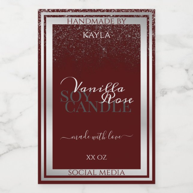 Noble Burgundy and Silver Product Packaging Labels (Single Label)