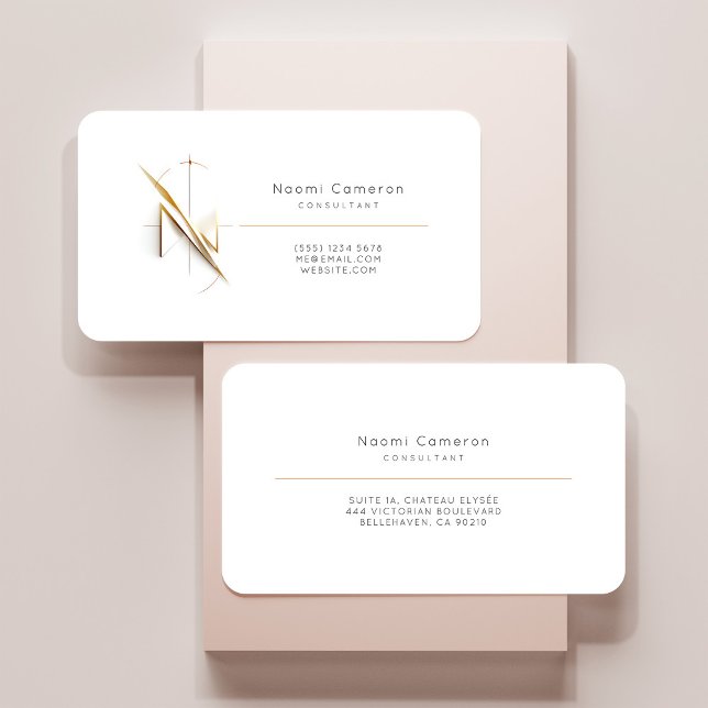Noble Calligraphy: Gold & Black Gradient Monogram Business Card (Creator Uploaded)