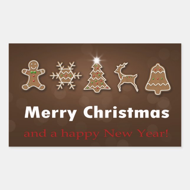 Noble Christmas Gingerbread Cookies Rectangular Sticker (Front)