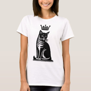 Noble Feline Woodcut Style T-Shirt