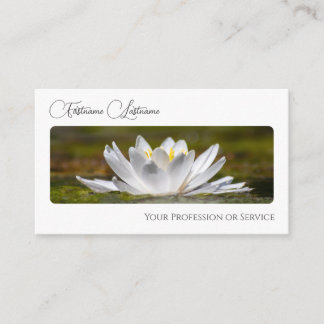Noble florist white water lily calligraphy QR-Code Business Card