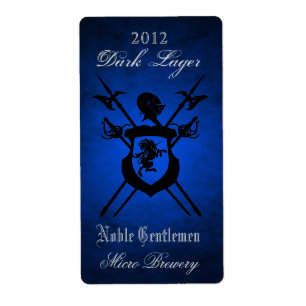 Noble Gentlemen Knights Crest Blue Beer Label