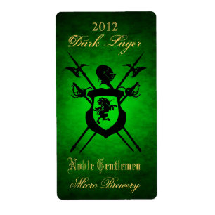 Noble Gentlemen Knights Crest Green Beer Label