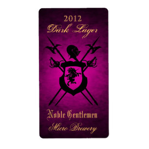 Noble Gentlemen Knights Crest Pink Beer Label