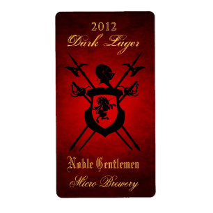Noble Gentlemen Knights Crest Red Beer Label