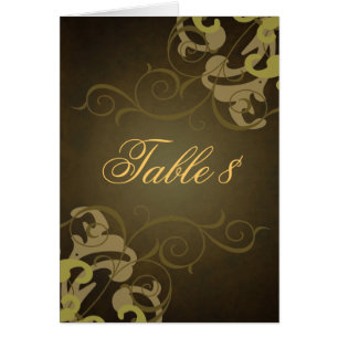 Noble Gold & Brown Scroll Table Card
