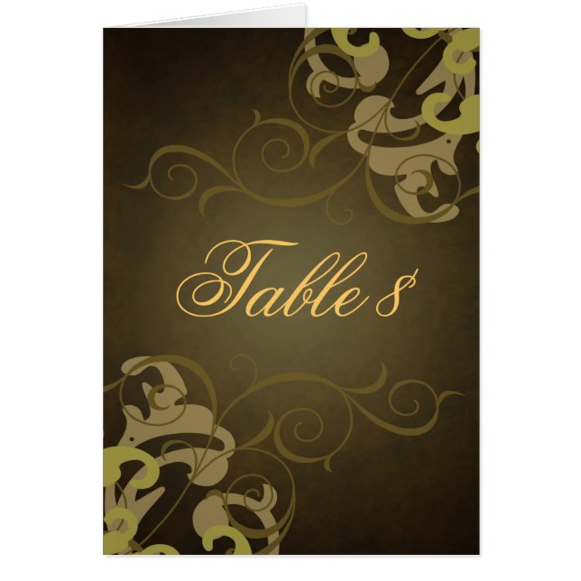 Noble Gold & Brown Scroll Table Card (Front)