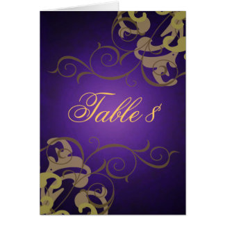 Noble Gold & Purple Scroll Table Card