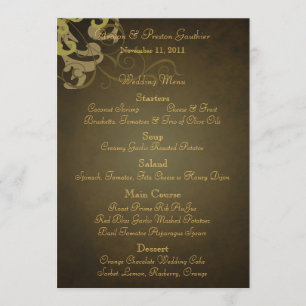 Noble Gold Scroll Brown Wedding Menu
