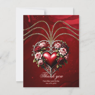 Noble gothic heart with flowers. thank you card