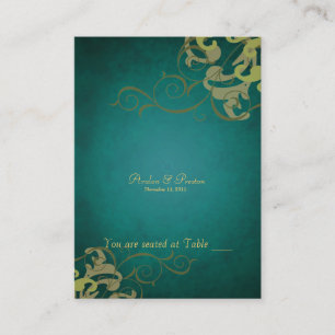 Noble Green & Gold Scroll Table Placecard