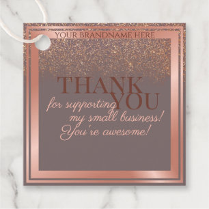 Noble Grey and Rose Gold with Glitter Thank You Favour Tags