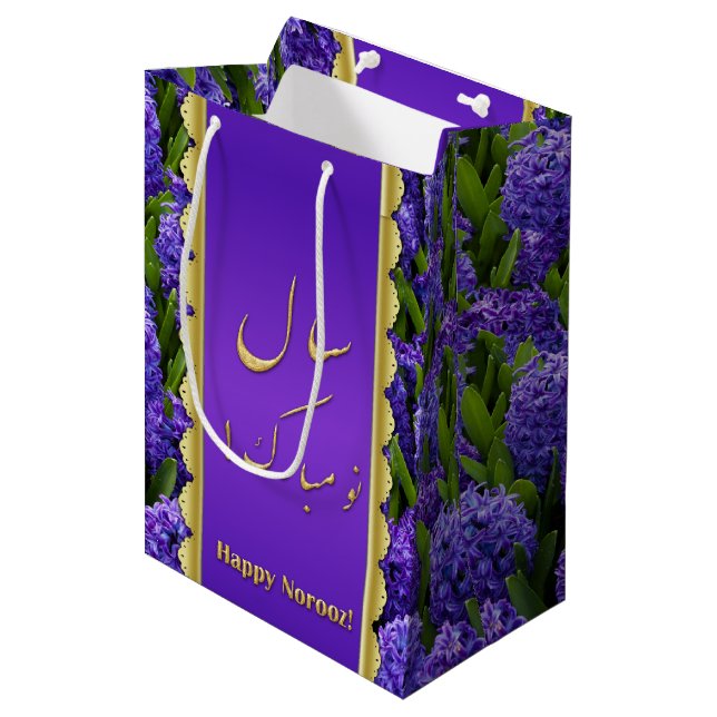 Noble Happy Norooz Hyacinths - Medium Gift Bag (Front Angled)