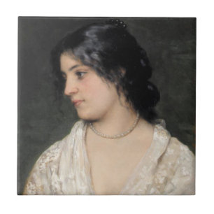 Noble Lady with a Pearl Necklace Ceramic Tile