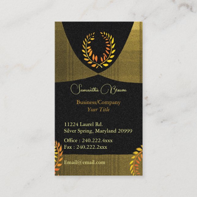 Noble Laurel Wreath Professional Business Card (Front)