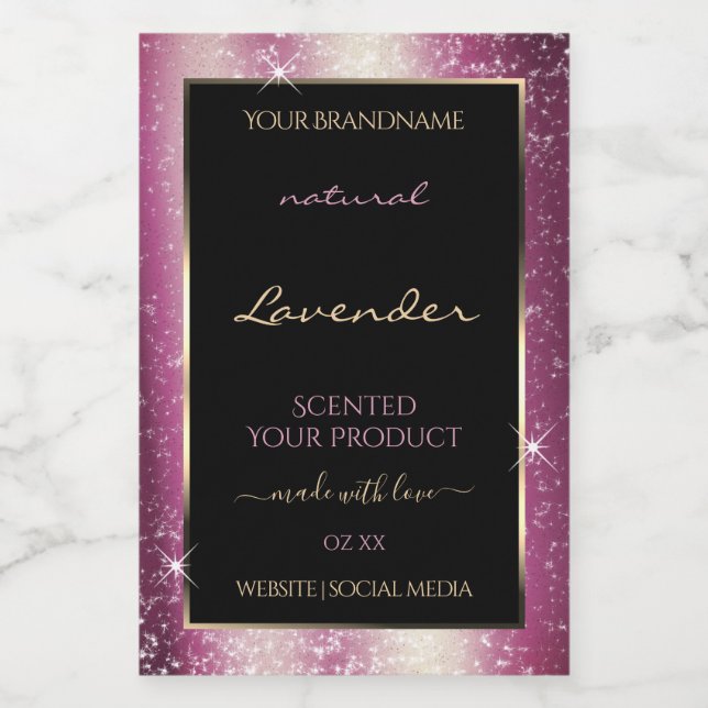 Noble Lavender Sparkle Glitter Frame Product Label (Single Label)