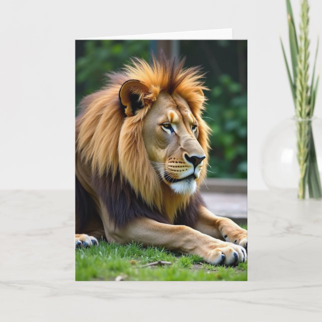 Noble Lion Fathers Day Image Card (Front)
