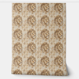 Noble Lion Mini - Beige, Gold, White Wallpaper