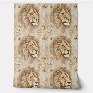 Noble Lion Petite - Beige, Gold, White Wallpaper