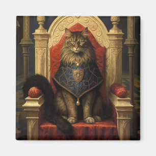 Noble Maine Coon Cat Throne Art Print Magnet