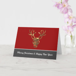 Noble Merry Christmas with red nose reindeer! Card