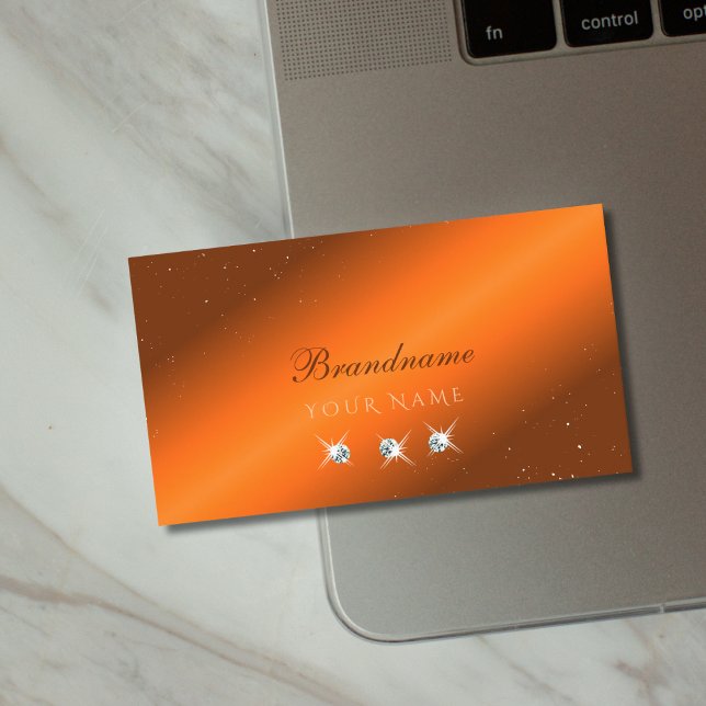 Noble Orange and Brown Sparkling Diamonds Stylish Business Card (Creator Uploaded)