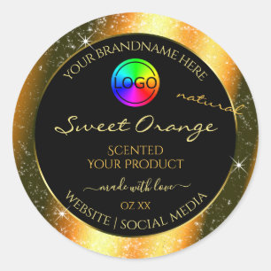 Noble Orange Glitter Frame Product Label with Logo