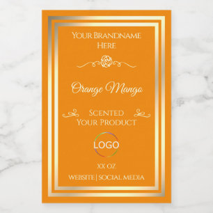 Noble Orange Product Label Gold Frame with Logo