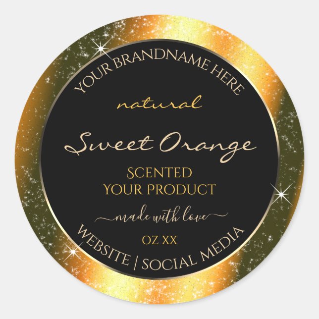 Noble Orange Sparkle Glitter Frame Product Label (Front)