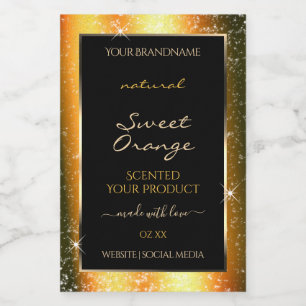 Noble Orange Sparkle Glitter Frame Product Label