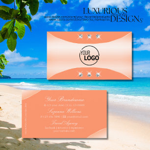 Noble Peach with Sparkling Diamonds and Logo Business Card