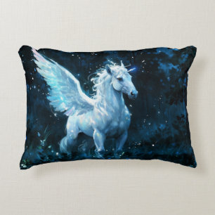 Noble Pegasus in a Midnight Glade Decorative Cushion