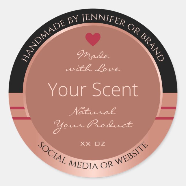 Noble Product Packaging Labels Brown and Rose Gold (Front)