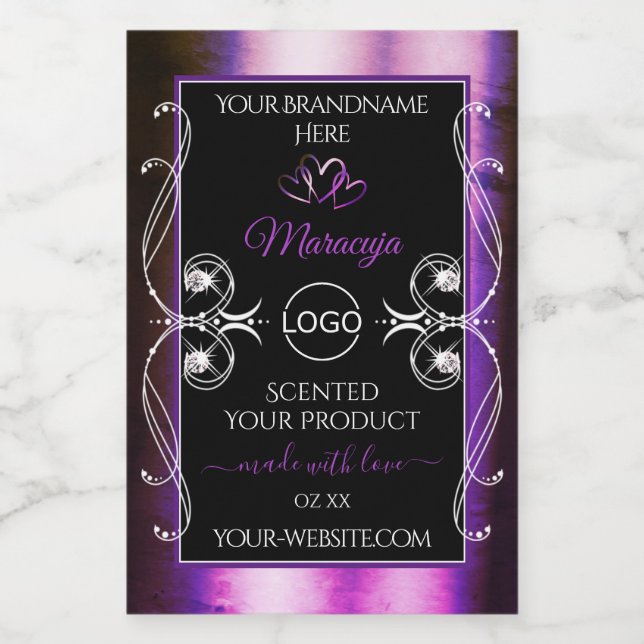 Noble Purple Black Product Label Diamonds Add Logo (Single Label)