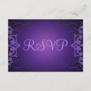 Noble Purple & Liliac Scroll RSVP Card