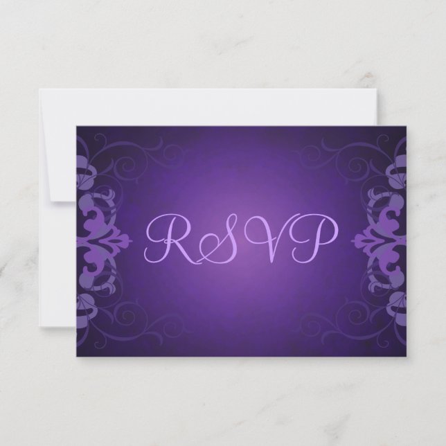 Noble Purple & Liliac Scroll RSVP Card (Front)