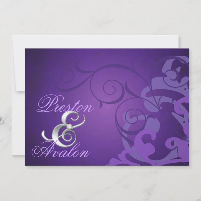 Noble Purple Scroll Purple Swirl Invitation (Front)