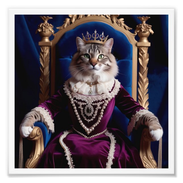 Noble Queen Pet Portrait - Royal Digital Art Photo Print (Front)