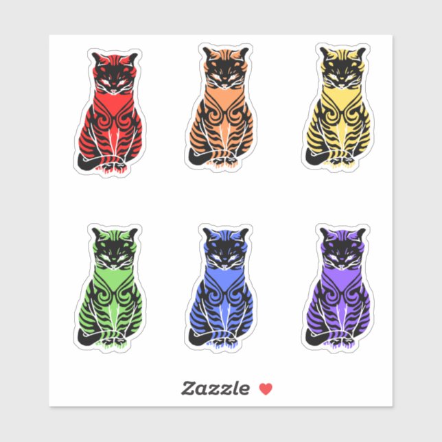 Noble Rainbow Cats Sitting (Sheet)
