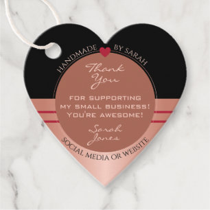 Noble Red Brown and Rose Gold Packaging Thank You Favour Tags