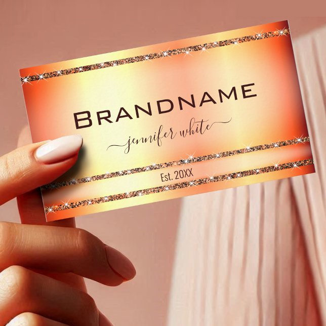 Noble Rose Gold Effect Shimmery Glitter Stars Chic Business Card (Creator Uploaded)