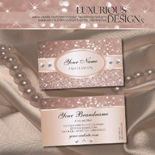 Noble Rose Golden Glitter Stars Diamonds Classy Business Card