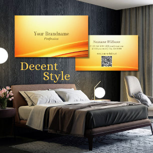 Noble Shimmery Orange Curved Decor with QR Code Business Card