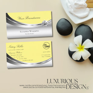 Noble Silver Decor Yellow with Logo and Diamond Business Card