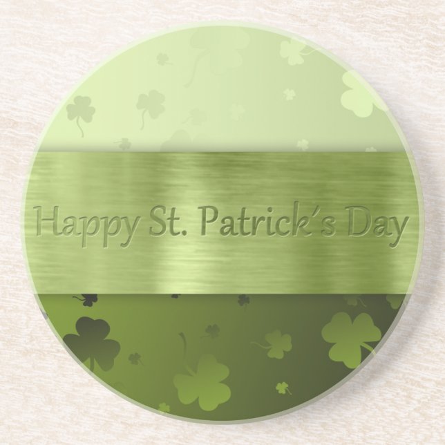 Noble St. Patrick's Day Shamrock Sandstone Coaster (Front)