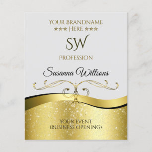 Noble Wavy Gold Decor on Light Gray Monogram Flyer
