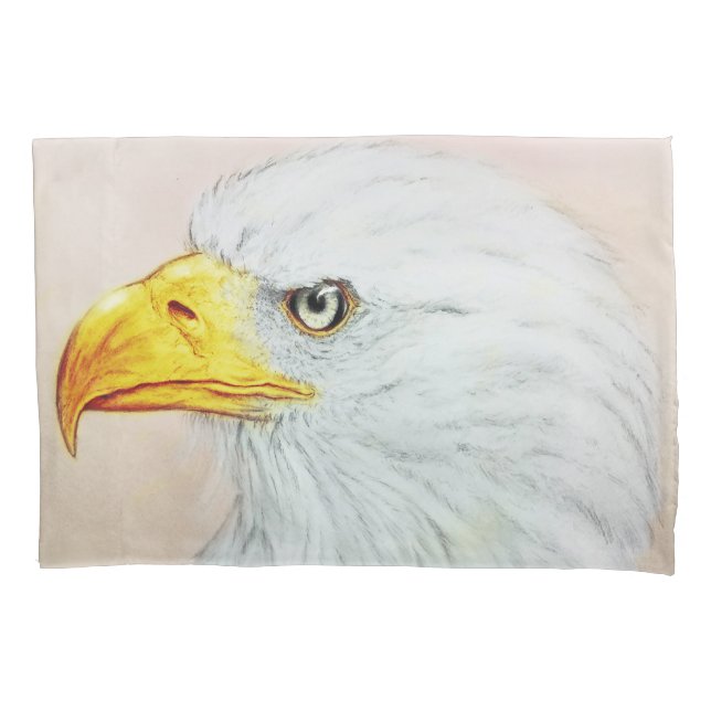 Noble White Eagle, Realistic Bird Sketch Pillowcase (Front)