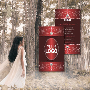 Noble Wine Red Burgundy Ornate Ornaments with Logo Business Card