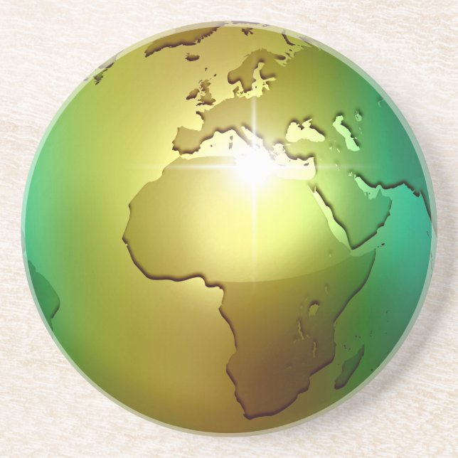 Noble World Globe - Sandstone Coaster (Front)