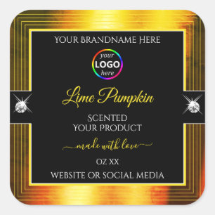 Nobly Black Shiny Golden Orange Logo Product Label